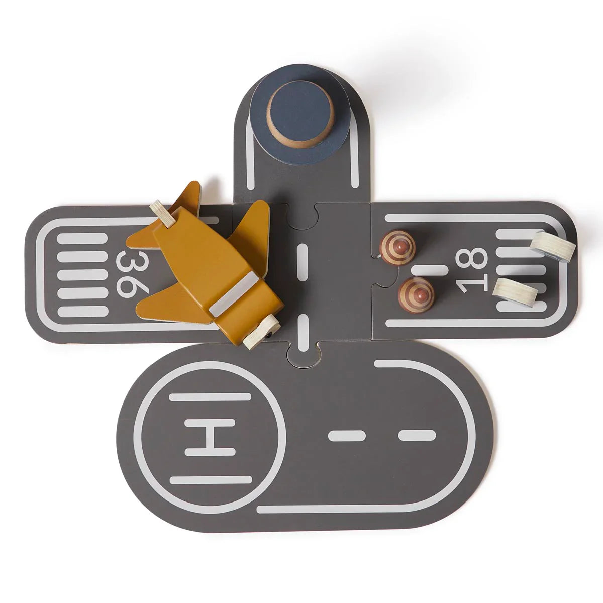 Wooden toy airport puzzle from Flexa, perfect for kids exploring airports and travel dreamz