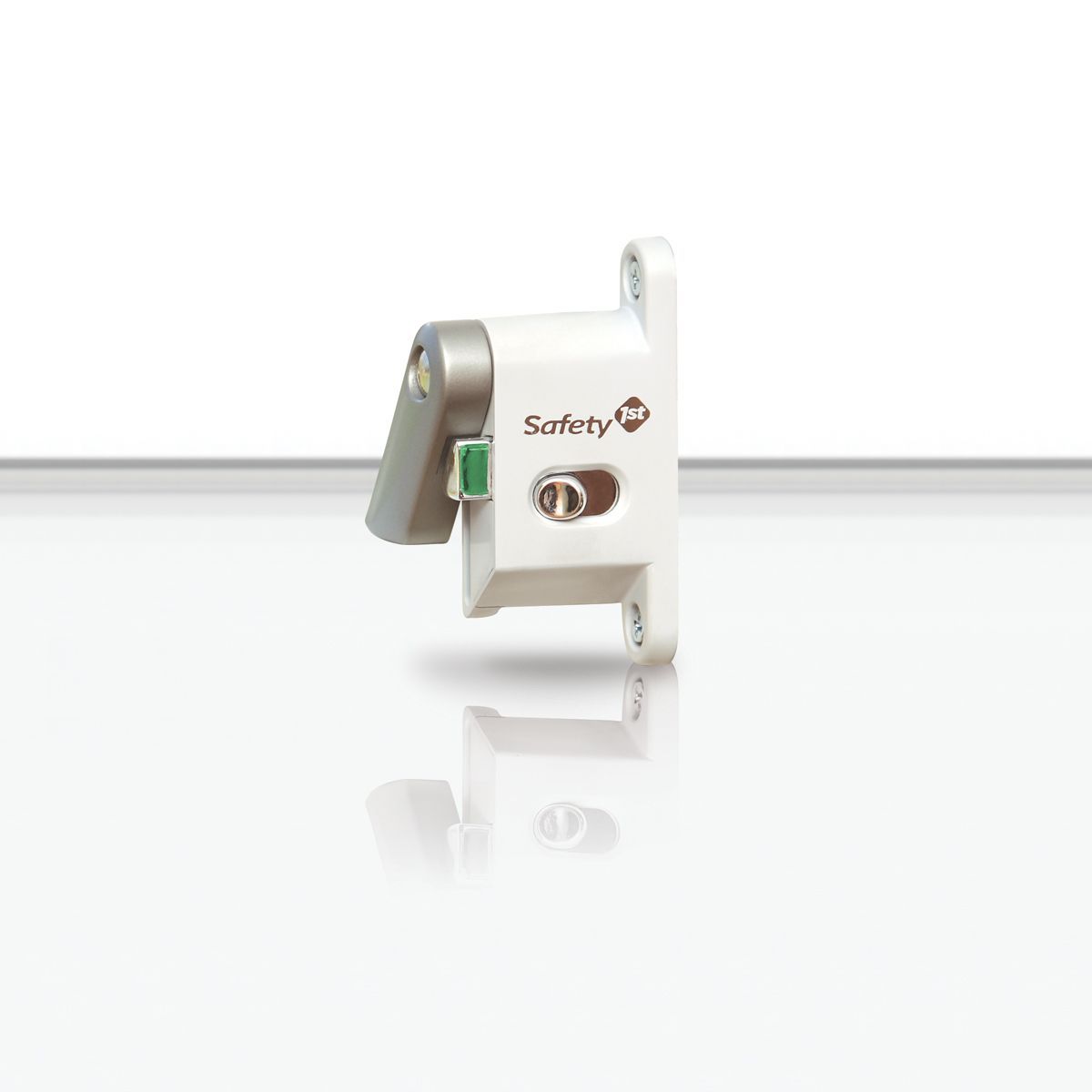 White child safety lock for sliding doors and windows from Toshi Baby, easy door child lock