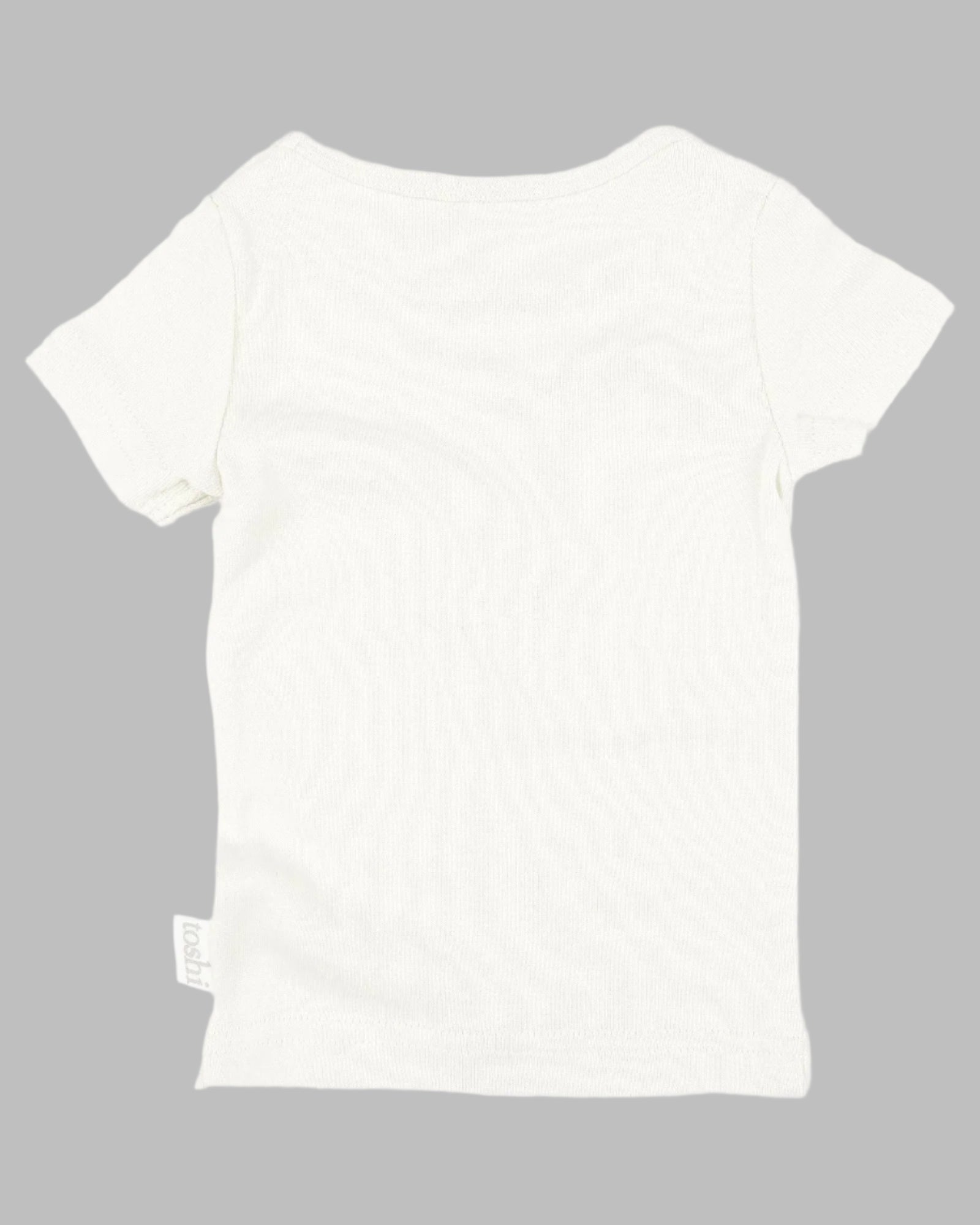 Toshi Dreamtime Organic Cotton Tee Short Sleeve Logo in plain white for babes or baby strollers