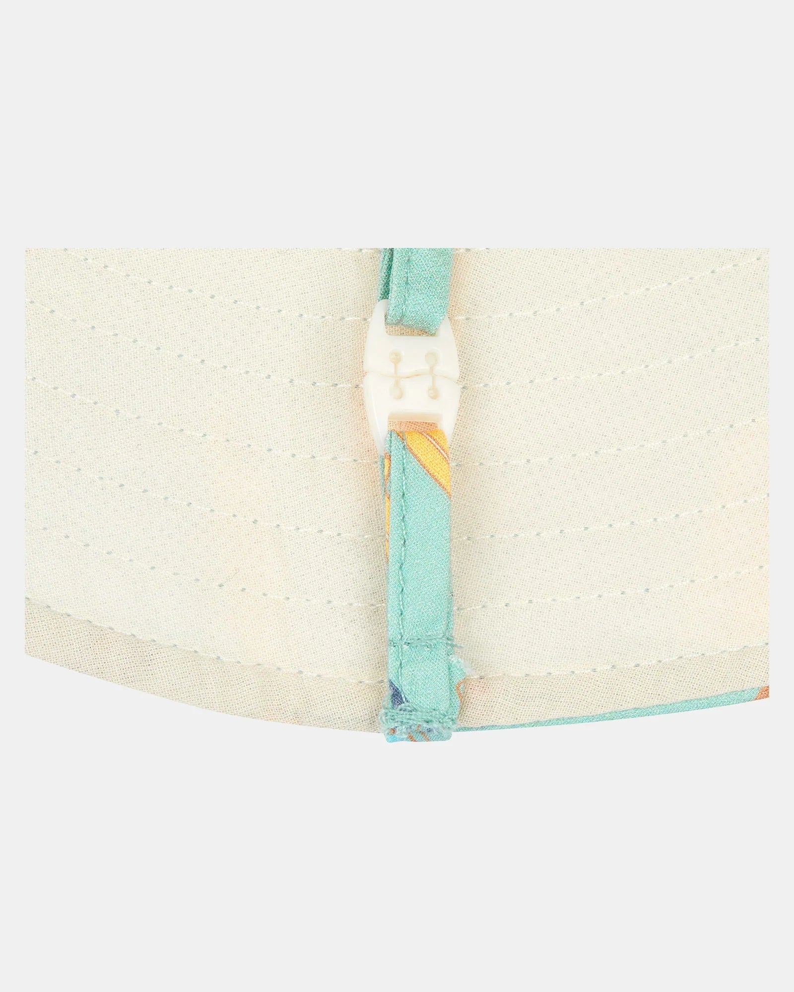 Cream-colored Toshi Sunhat Odyssey with turquoise strap, perfect for baby strollers