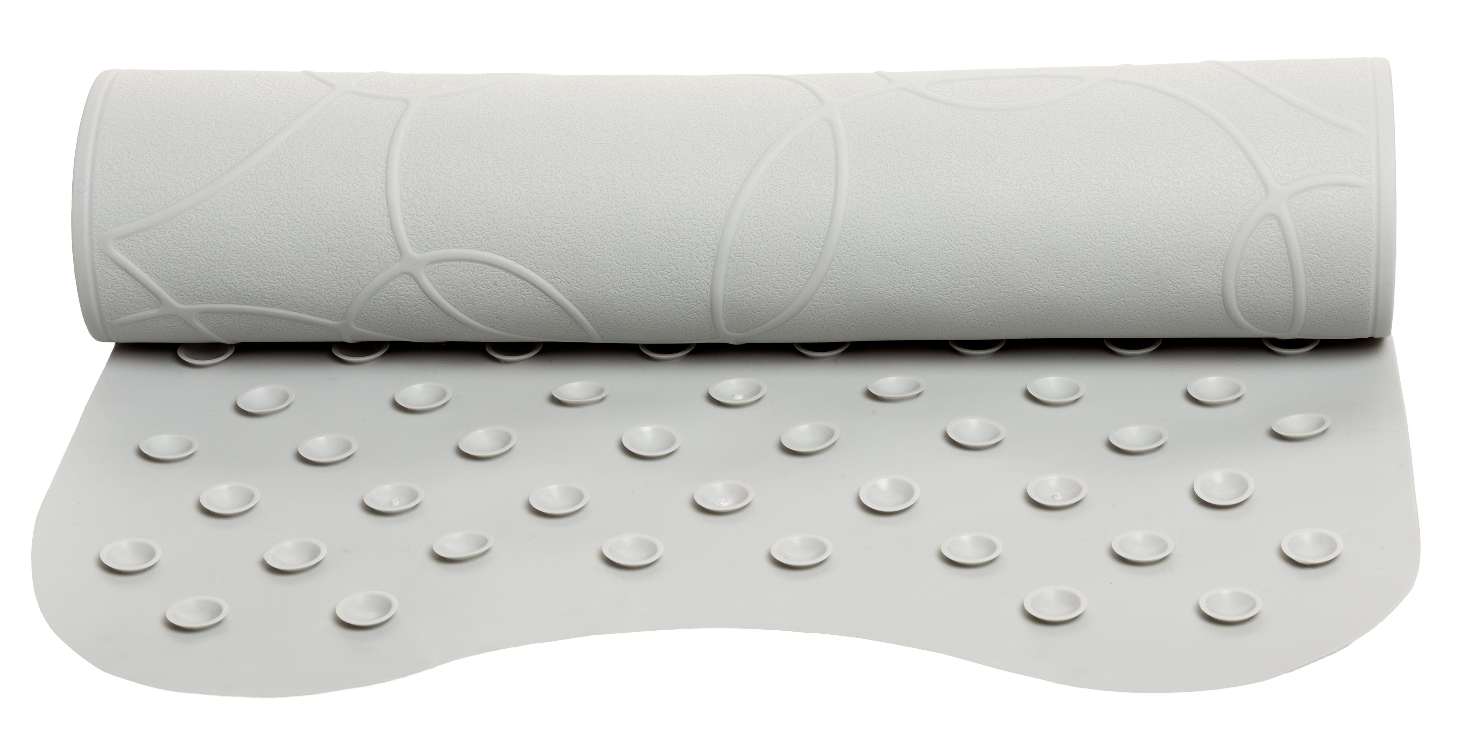 Ubbibathmat grey rolled bath mat with suction cups for baby strollers and tub safety