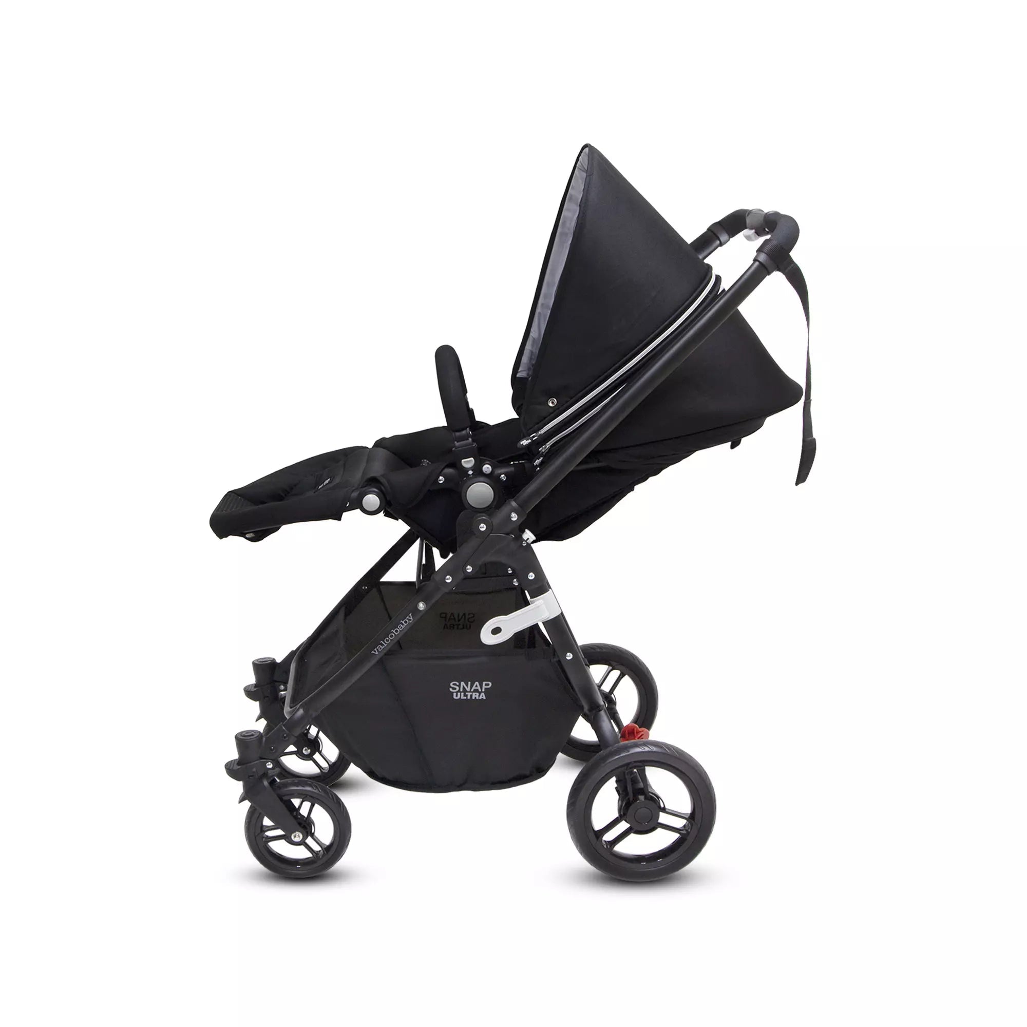 Black stroller with adjustable canopy from Valco Baby SNAP Ultra P Bassinet, perfect for toshi baby