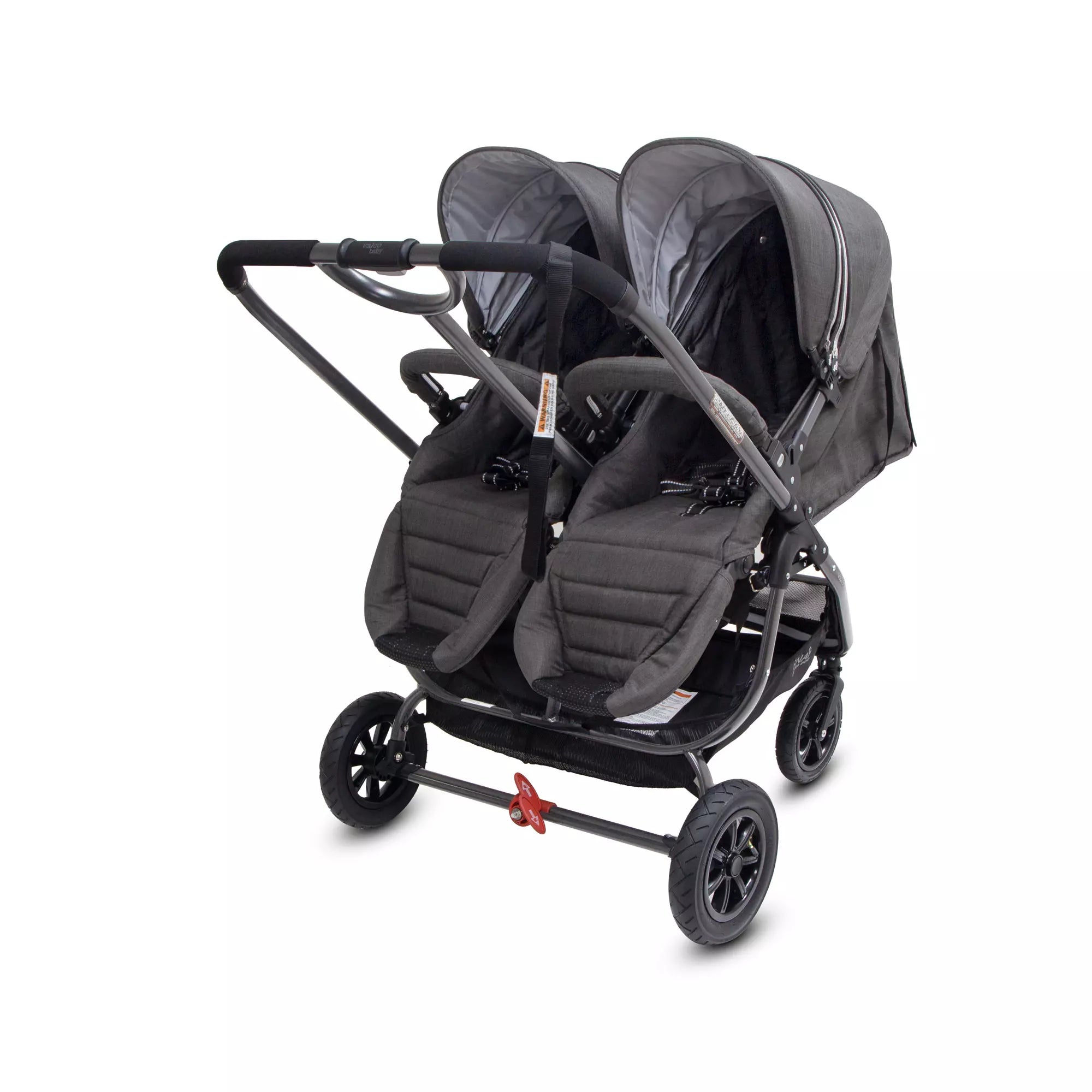 Gray double stroller from Valcobaby SNAP Ultra DUO with cup holder for Toshi Baby fans