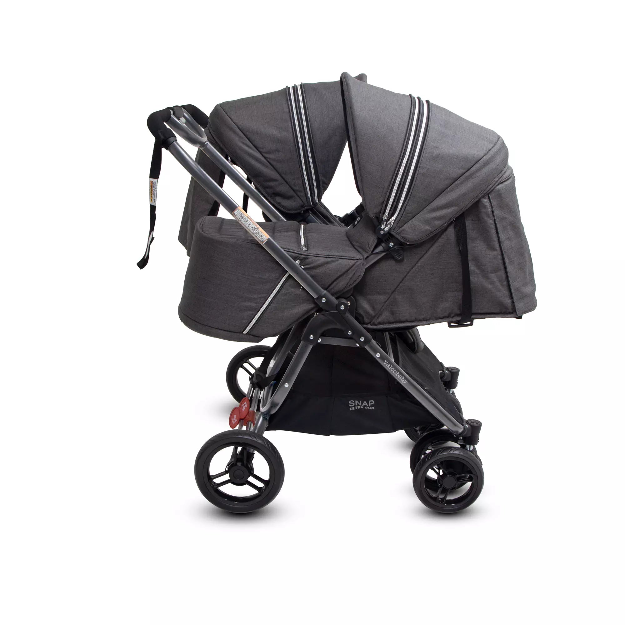 Gray double stroller from Valcobaby SNAP Ultra DUO with Toshi Baby, perfect baby strollers
