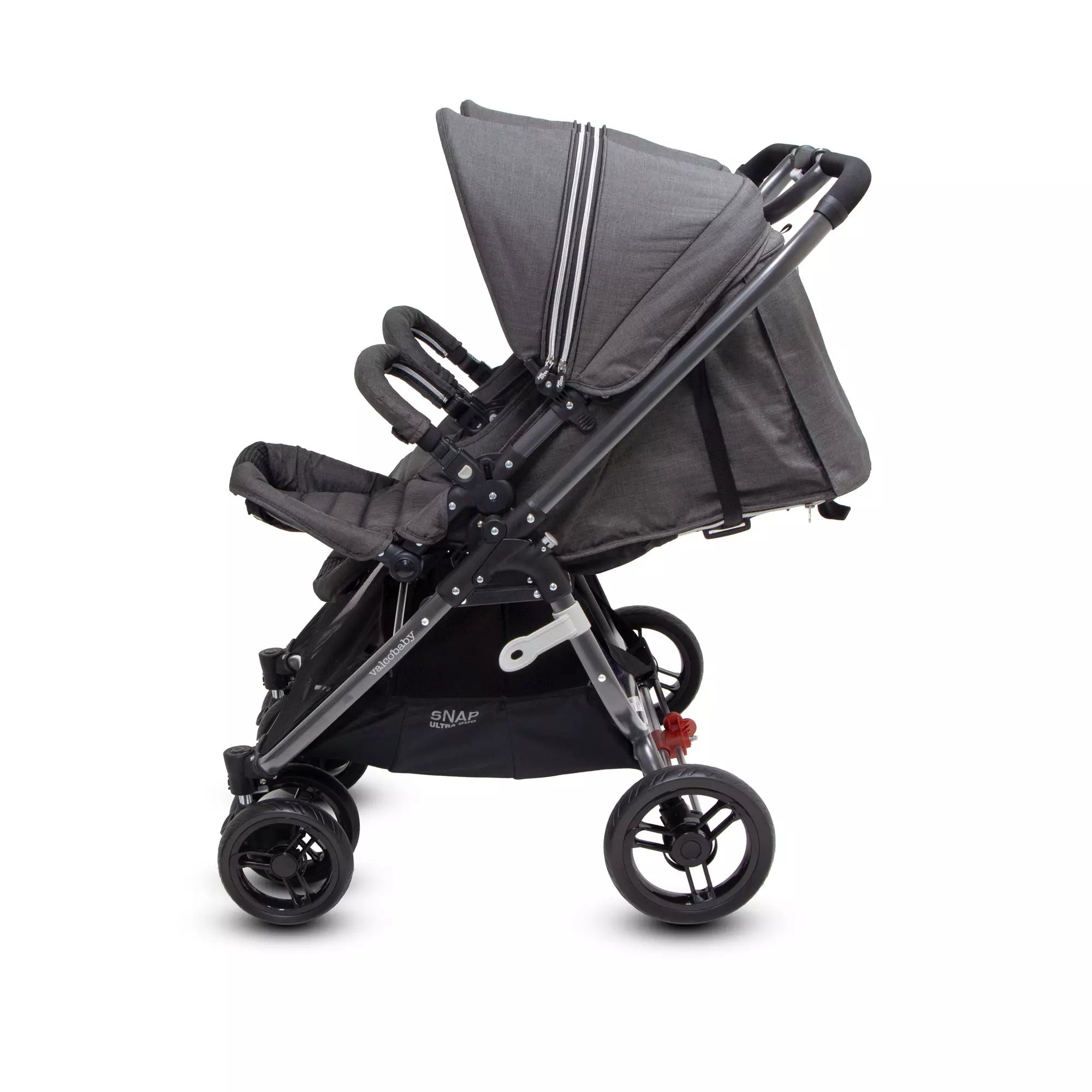 Gray double stroller from Valcobaby SNAP Ultra DUO with free cup holder for Toshi Baby