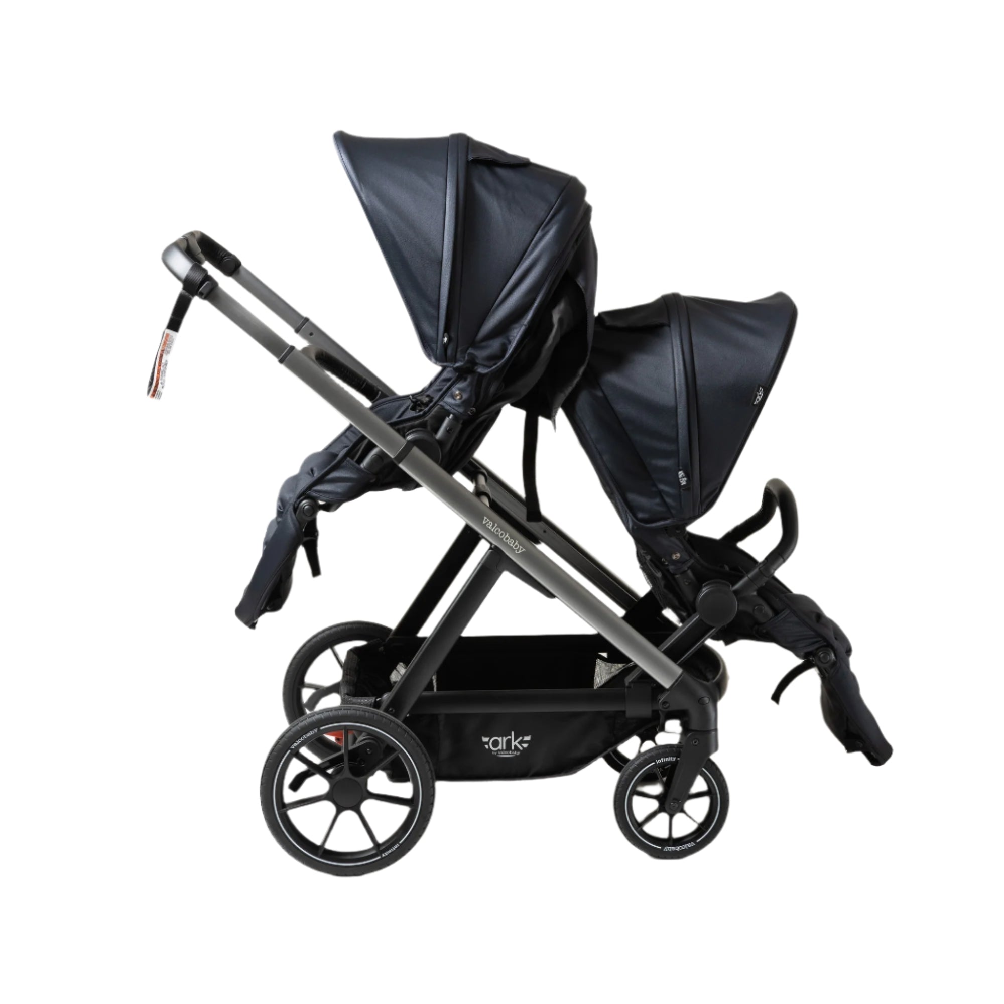 Black double stroller from Valcobaby ARK Joey Seat Bundle for comfy baby strollers