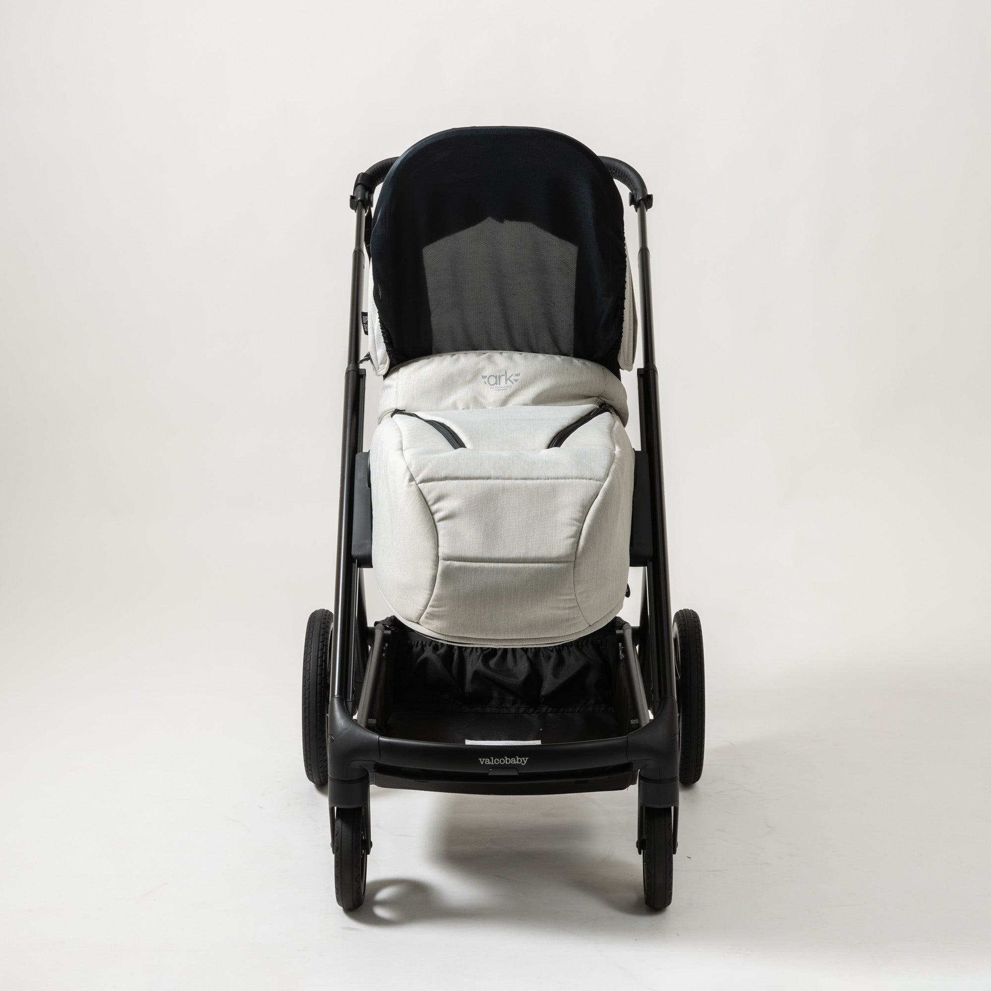 Black and gray baby stroller with Joey Seat Bundle from Valcobaby ARK by Toshi Baby