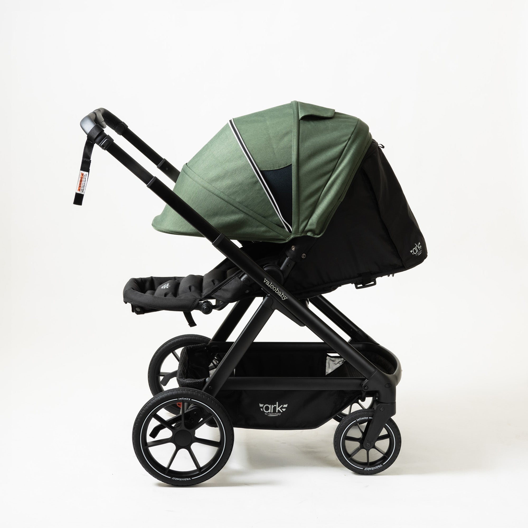 Olive green and black ValcoBaby Ark Stroller with Toshi Baby free gift limited time offer