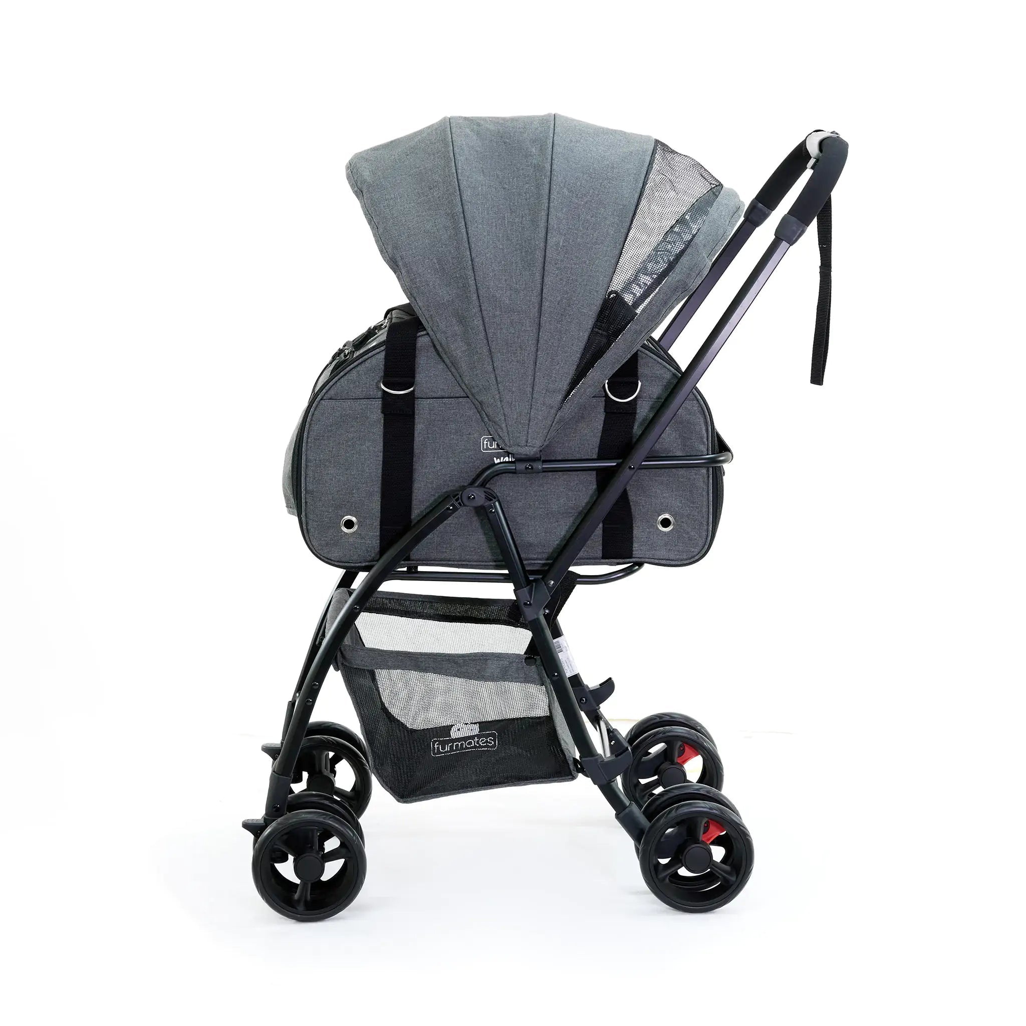 Gray Furmates Walky Pet Stroller with removable sun canopy and 10kg capacity