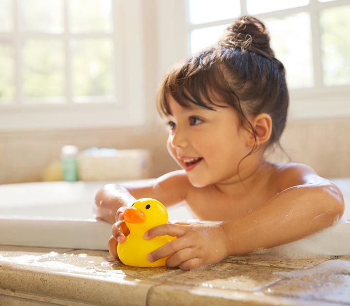 Yellow rubber ducky from Munchkin White Hot Ducky to prevent unnecessary bath-time fun
