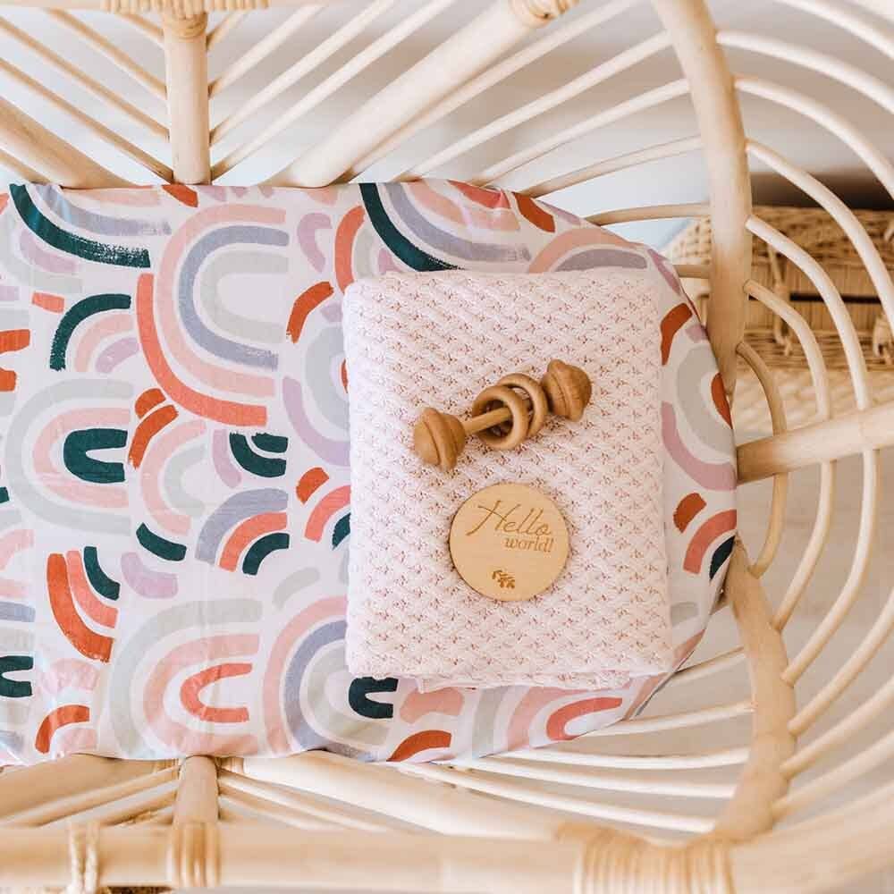 Snuggle Hunny - Blush Pink Diamond Knit Organic Baby Blanket
