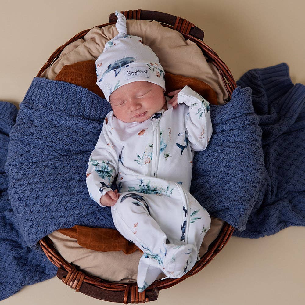 Snuggle Hunny - Ocean Organic Snuggle Sleepsuit Zip Footie - 6-12 Months (0)