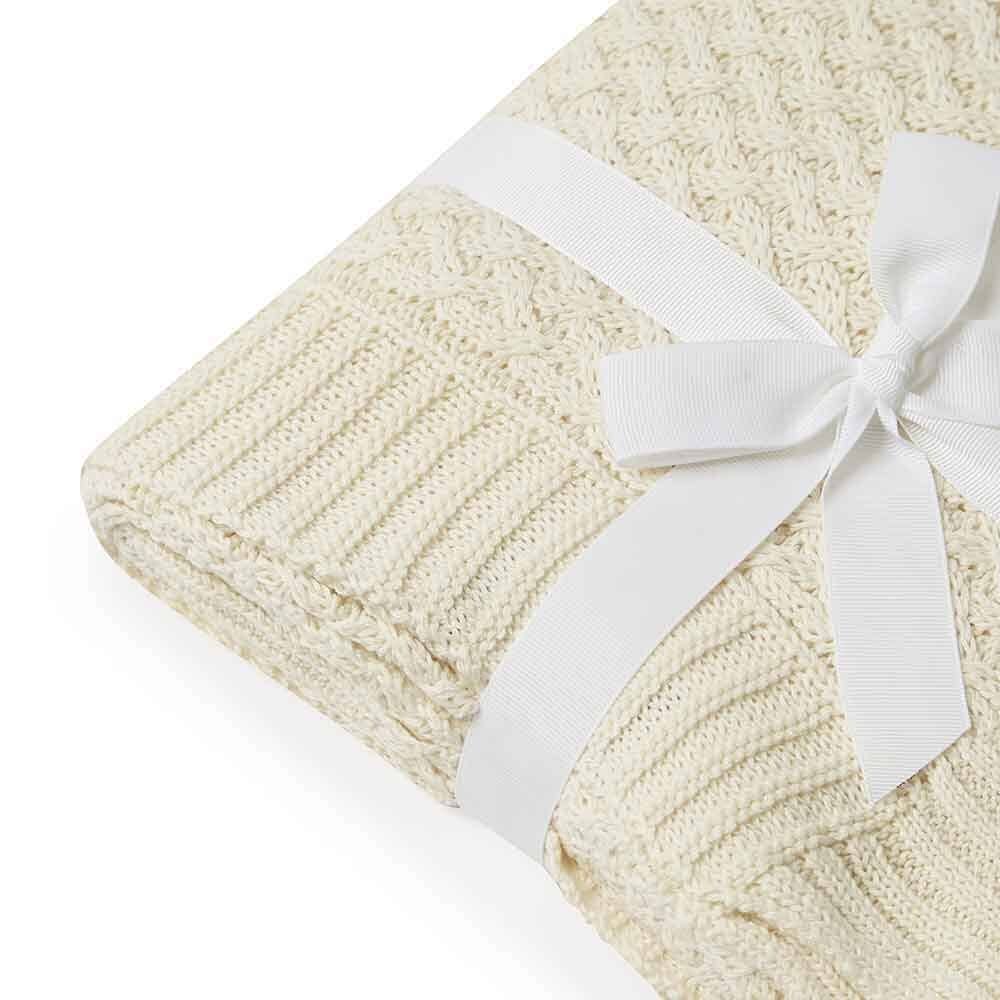 Snuggle Hunny - Cream Diamond Knit Organic Baby Blanket