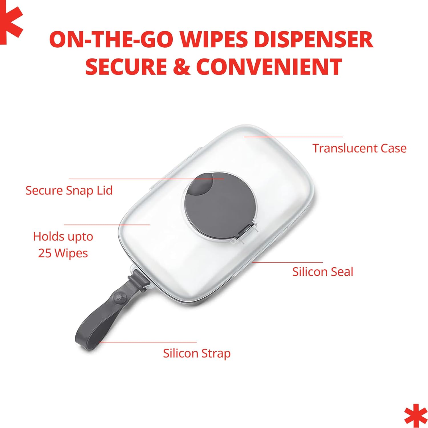 Skip Hop On-the-Go Snug Seal Baby Wipes Case, Grey