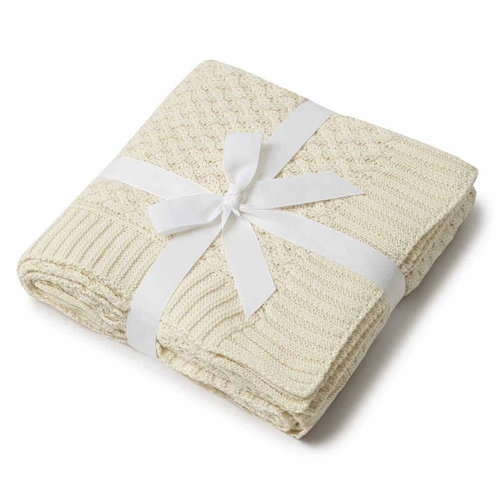 Snuggle Hunny - Cream Diamond Knit Organic Baby Blanket