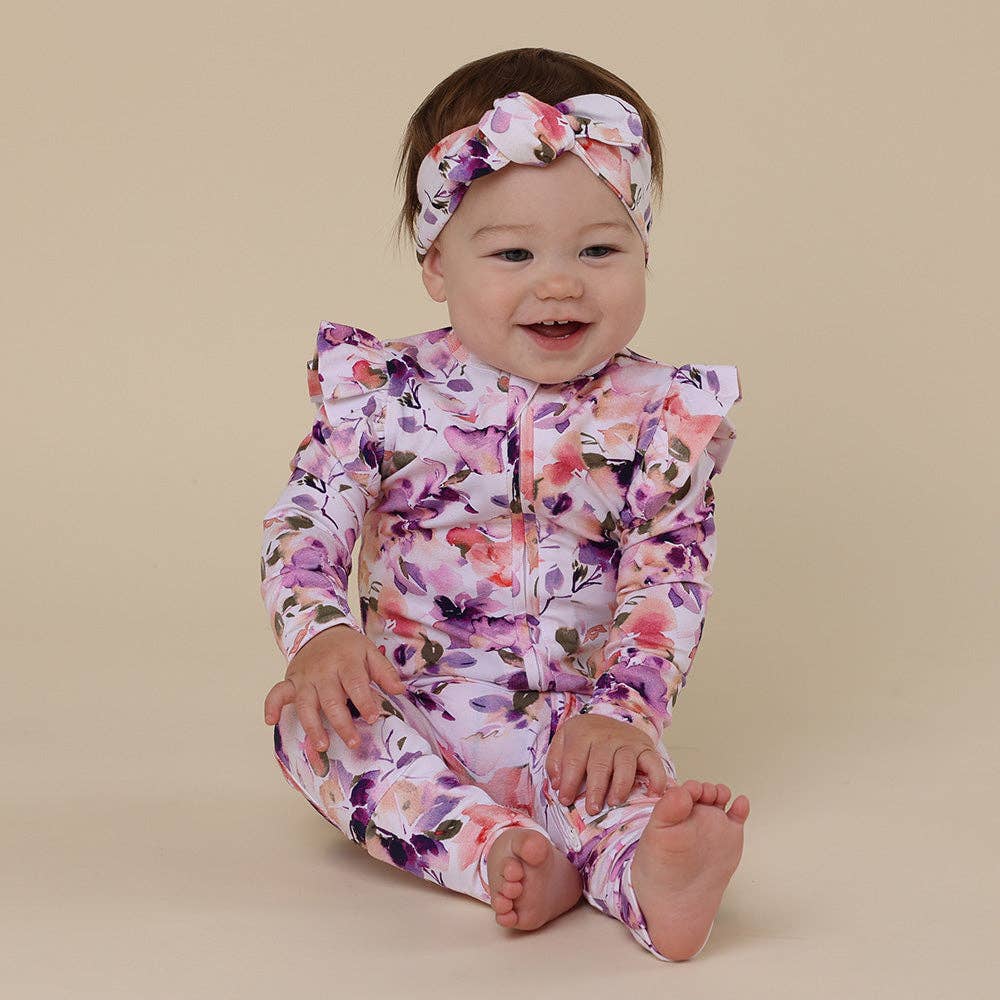 Snuggle Hunny - Blushing Beauty Organic Snugglesuit Convertible Romper with Frill - 0-3 Months (000)