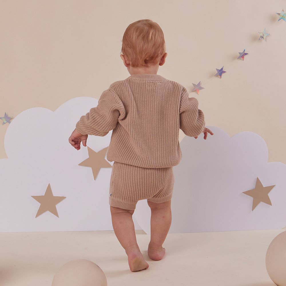 Snuggle Hunny - Hazelnut Oversized Cotton Knit Jumper - 3-6 Months (00)