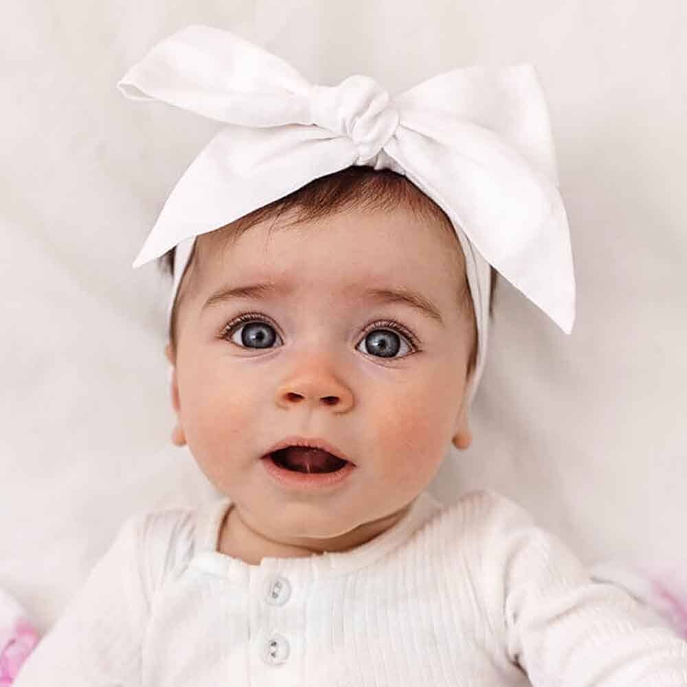 Snuggle Hunny - White Pre-Tied Linen Bow - Baby & Toddler