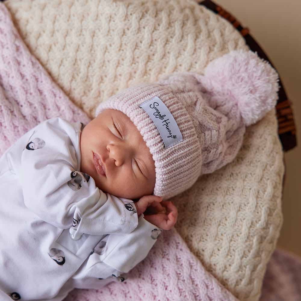 Snuggle Hunny - Blush Pink Organic Baby Knit Beanie - S
