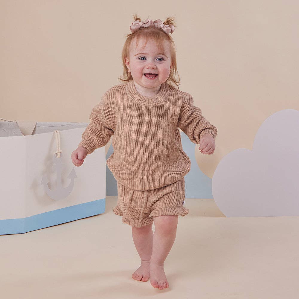 Snuggle Hunny - Hazelnut Oversized Cotton Knit Jumper - 3-6 Months (00)