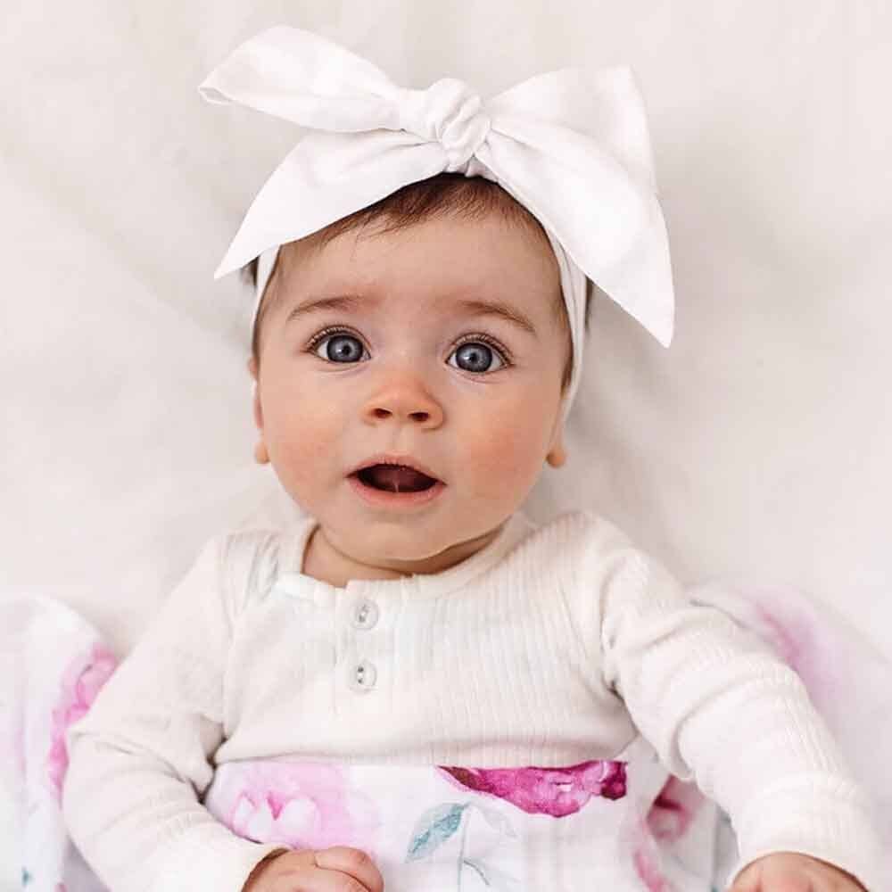 Snuggle Hunny - White Pre-Tied Linen Bow - Baby & Toddler