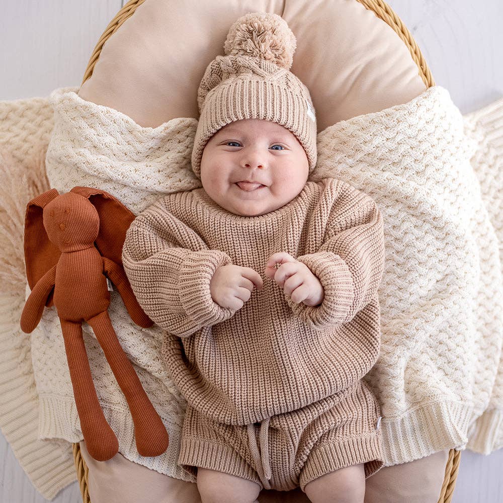 Snuggle Hunny - Hazelnut Oversized Cotton Knit Jumper - 3-6 Months (00)