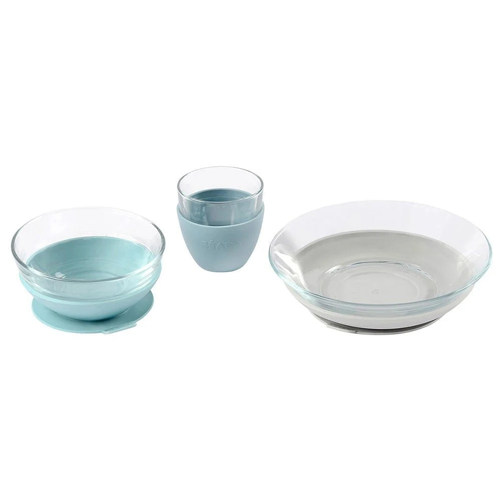 Beaba Duralex Glass Meal Set With Soft Protective Suction Pad - Jungle