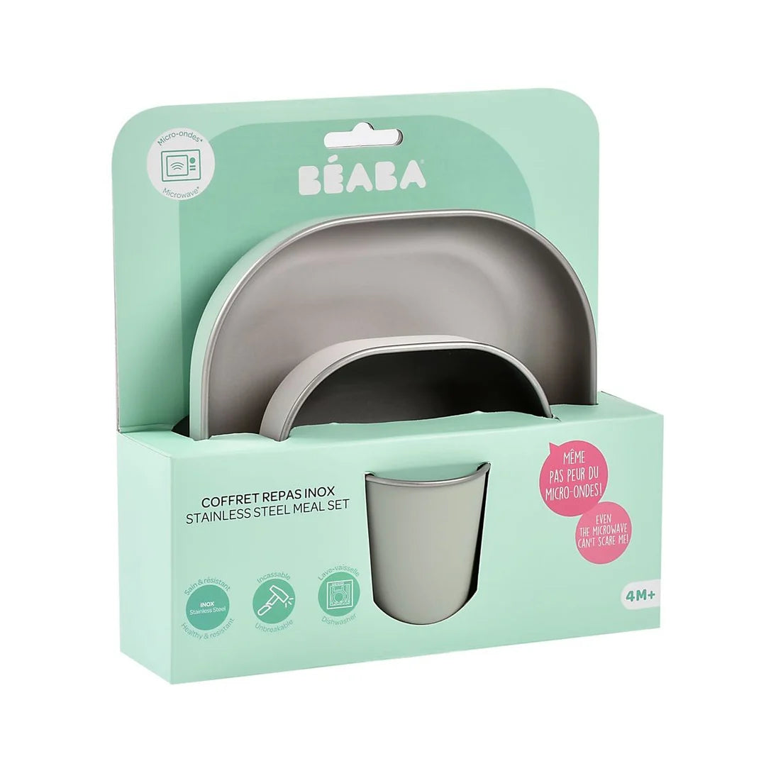 Beaba Stainless Steel Meal Set - SAGE GREEN