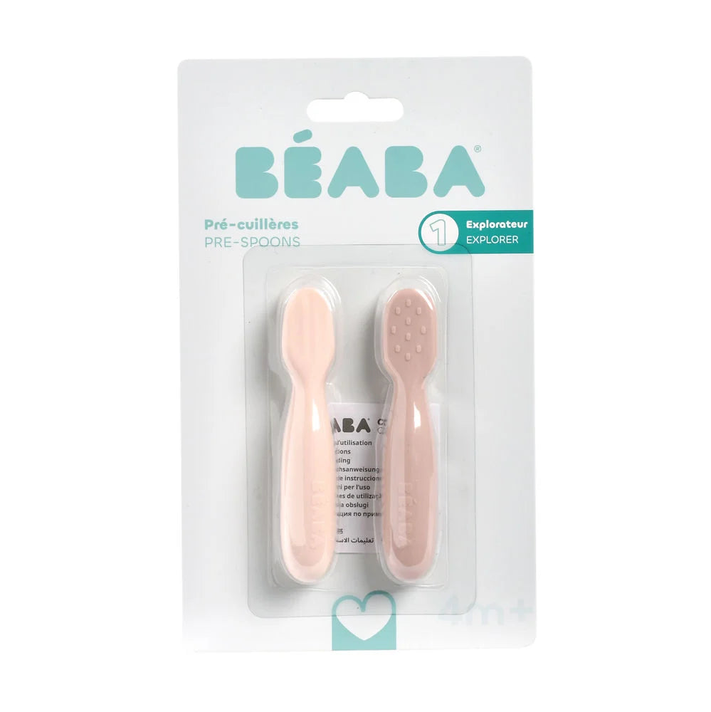 Beaba Silicone Pre-Spoons 2 Pack - Cotton Candy/Sorbet