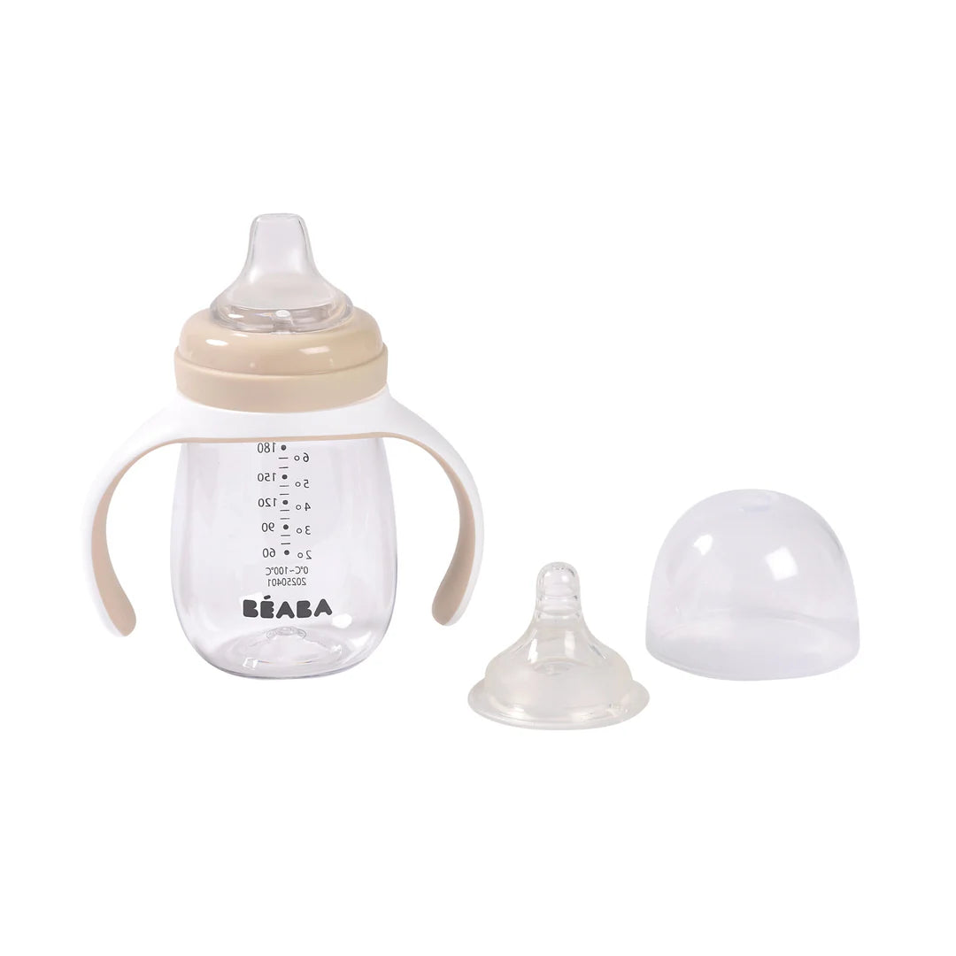 Beaba 2 In 1 Bottle To Sippy Learning Cup 210ML - CLAY | ETA Early July