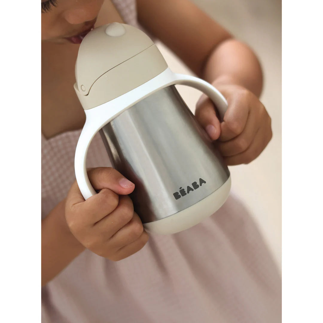 Beaba Stainless Steel Straw Cup 250ML - CLAY | ETA Early July