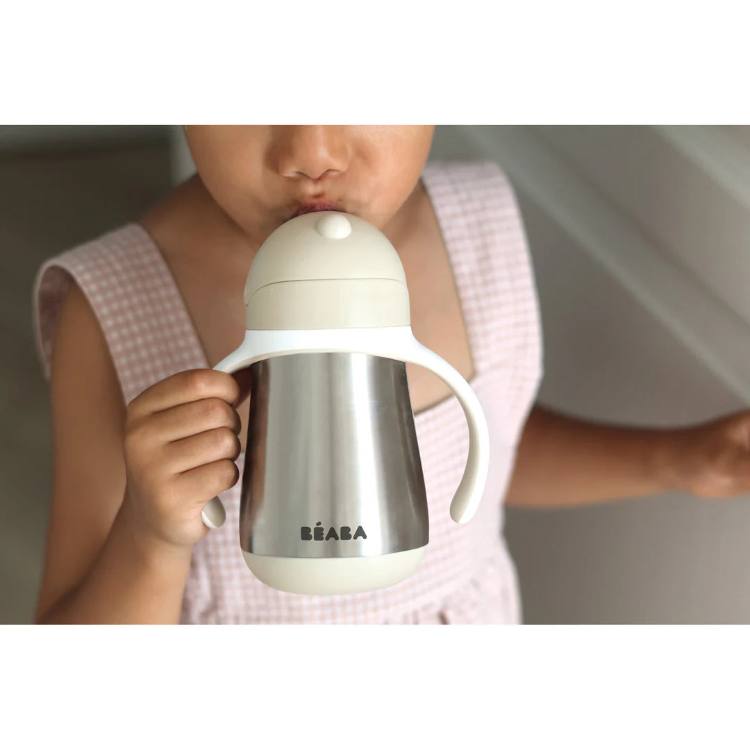 Beaba Stainless Steel Straw Cup 250ML - CLAY | ETA Early July