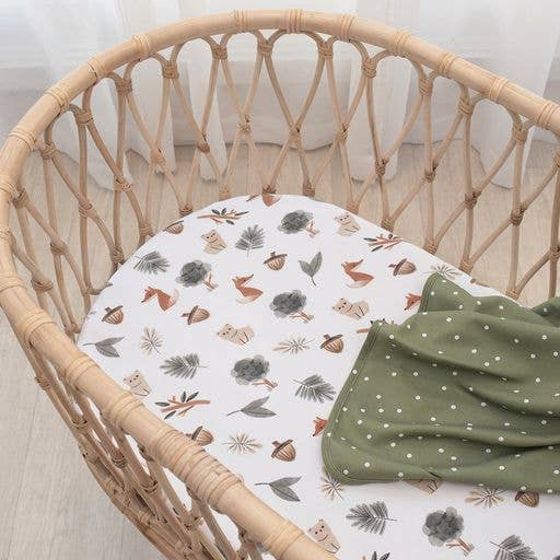 Living Textiles - 2 Pack Jersey Bassinet Fitted Sheet - Forest Retreat