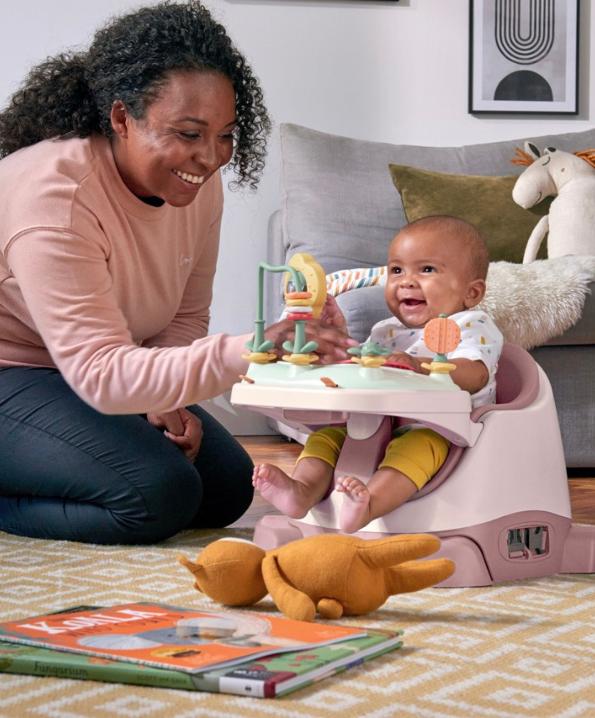 Bug 3-in-1 Floor & Booster Seat with Activity Tray - Blossom - Tiny Tots Baby Store