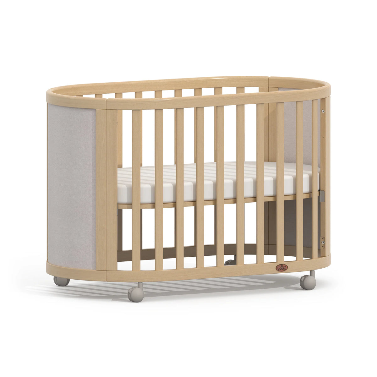 Eden Elite Oval Cot | Light Truffle & Beech