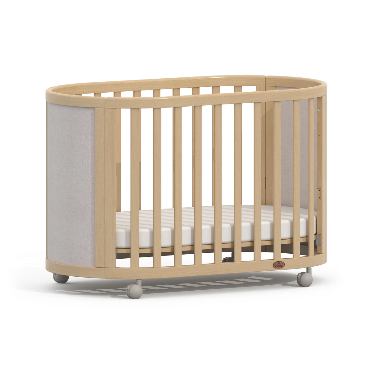 Eden Elite Oval Cot | Light Truffle & Beech