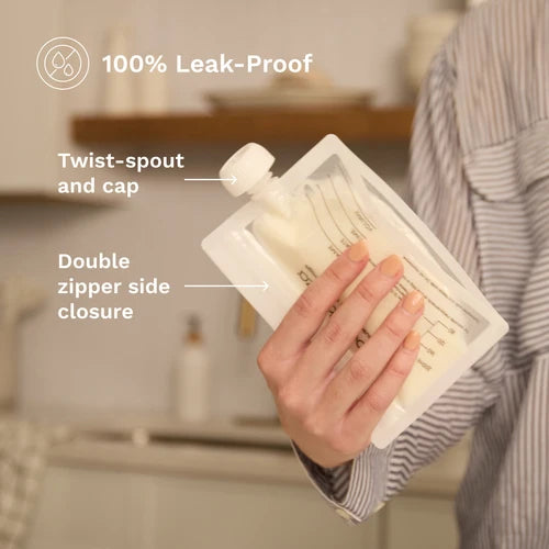 Baby Brezza Reusable Breastmilk Storage Bags, 10 Pack, Includes Filling Funnel