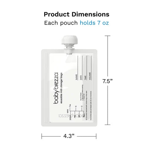 Baby Brezza Reusable Breastmilk Storage Bags, 10 Pack, Includes Filling Funnel