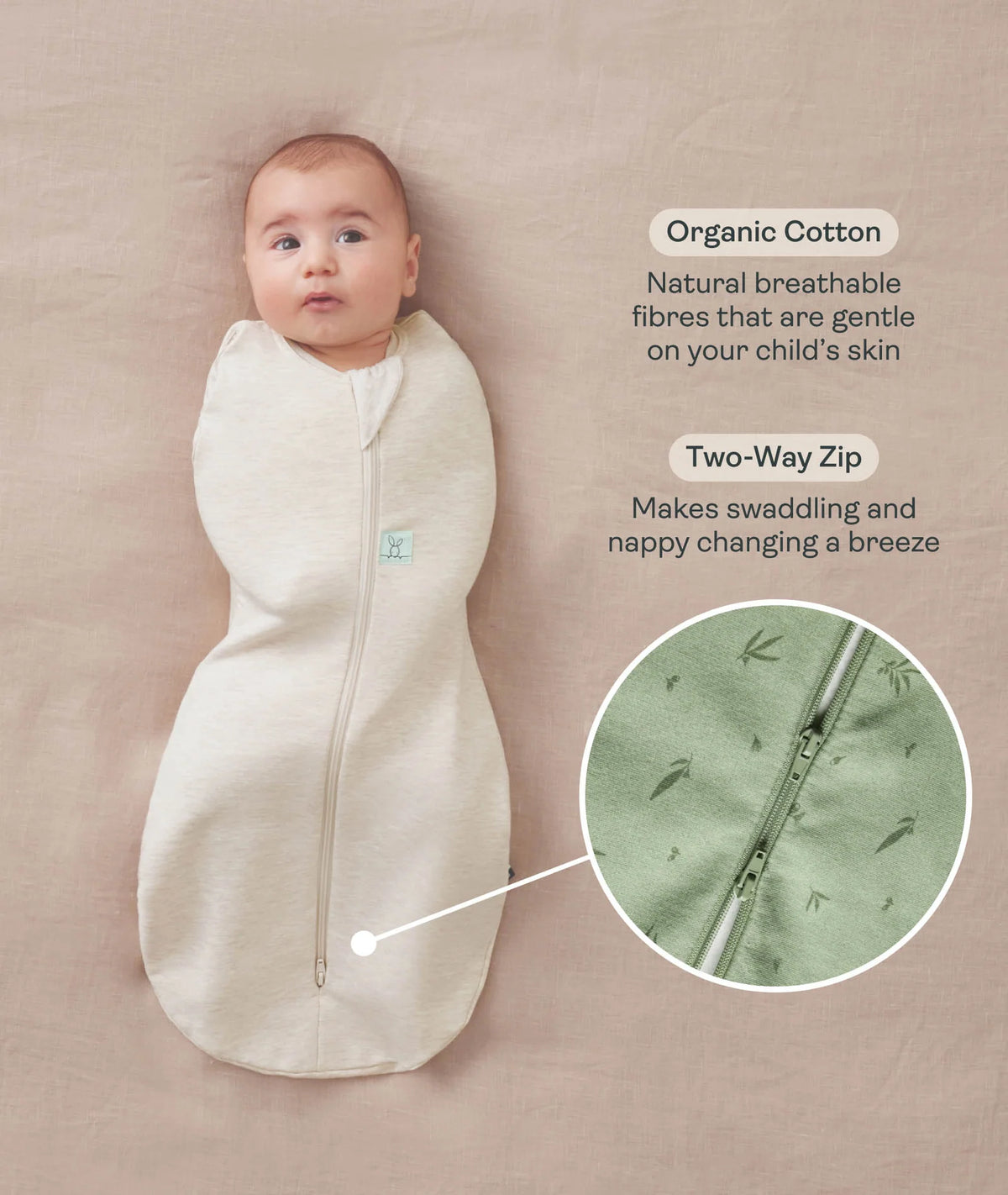 Ergopouch Cocoon Swaddle Bag 1.0 TOG Oatmeal Marle