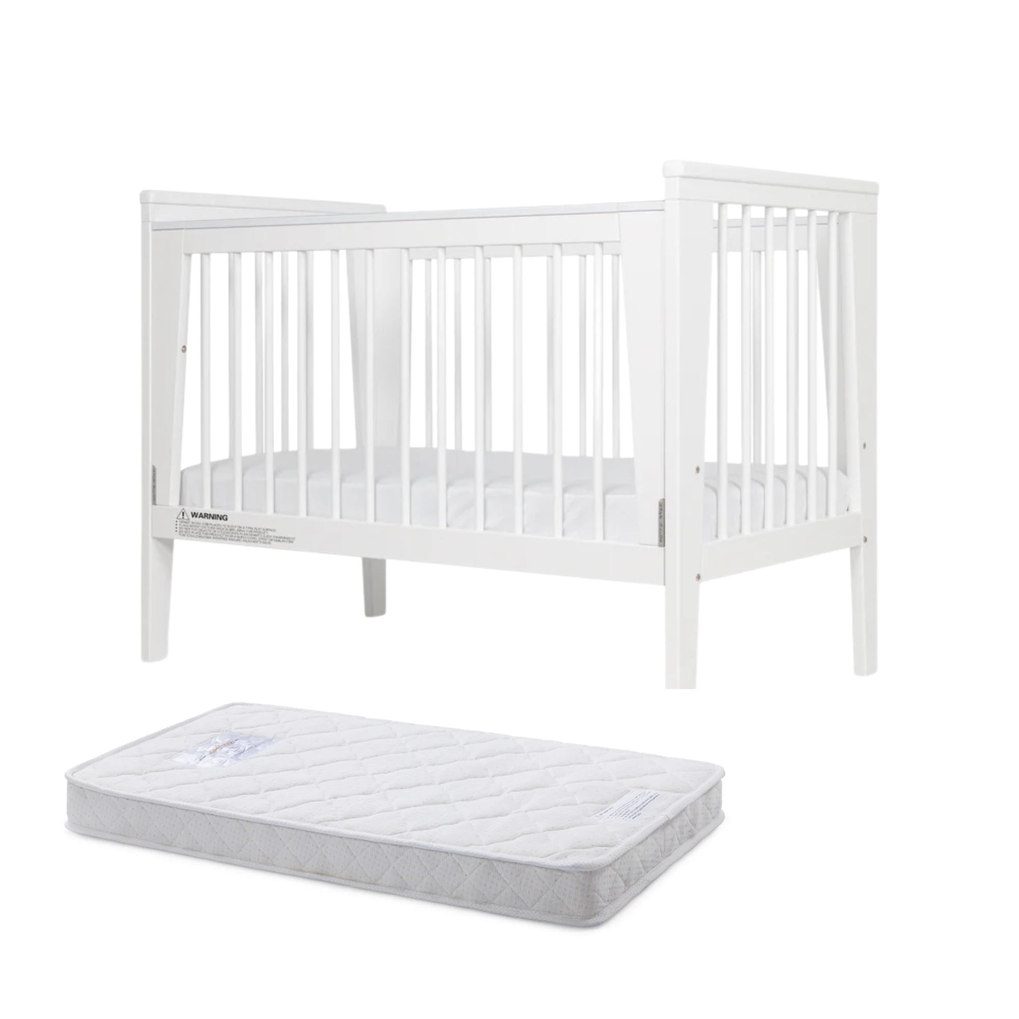 Grotime Emma Cot + Mattress Bundle WHITE