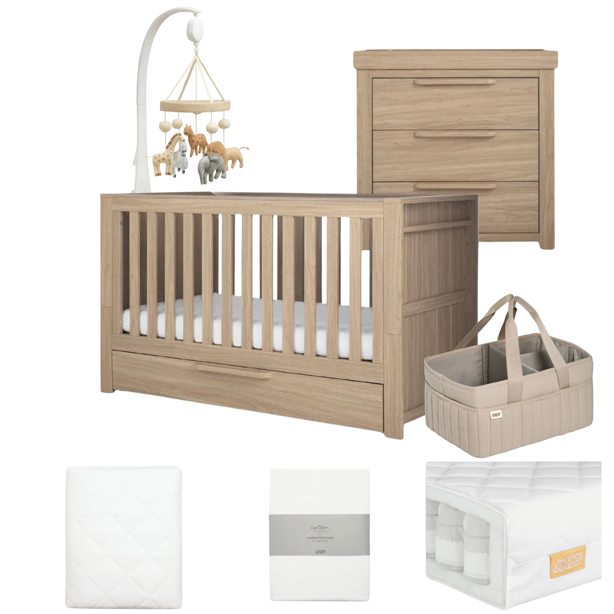 Mamas & Papas Franklin Light Oak 7 Piece Complete Nursery Package