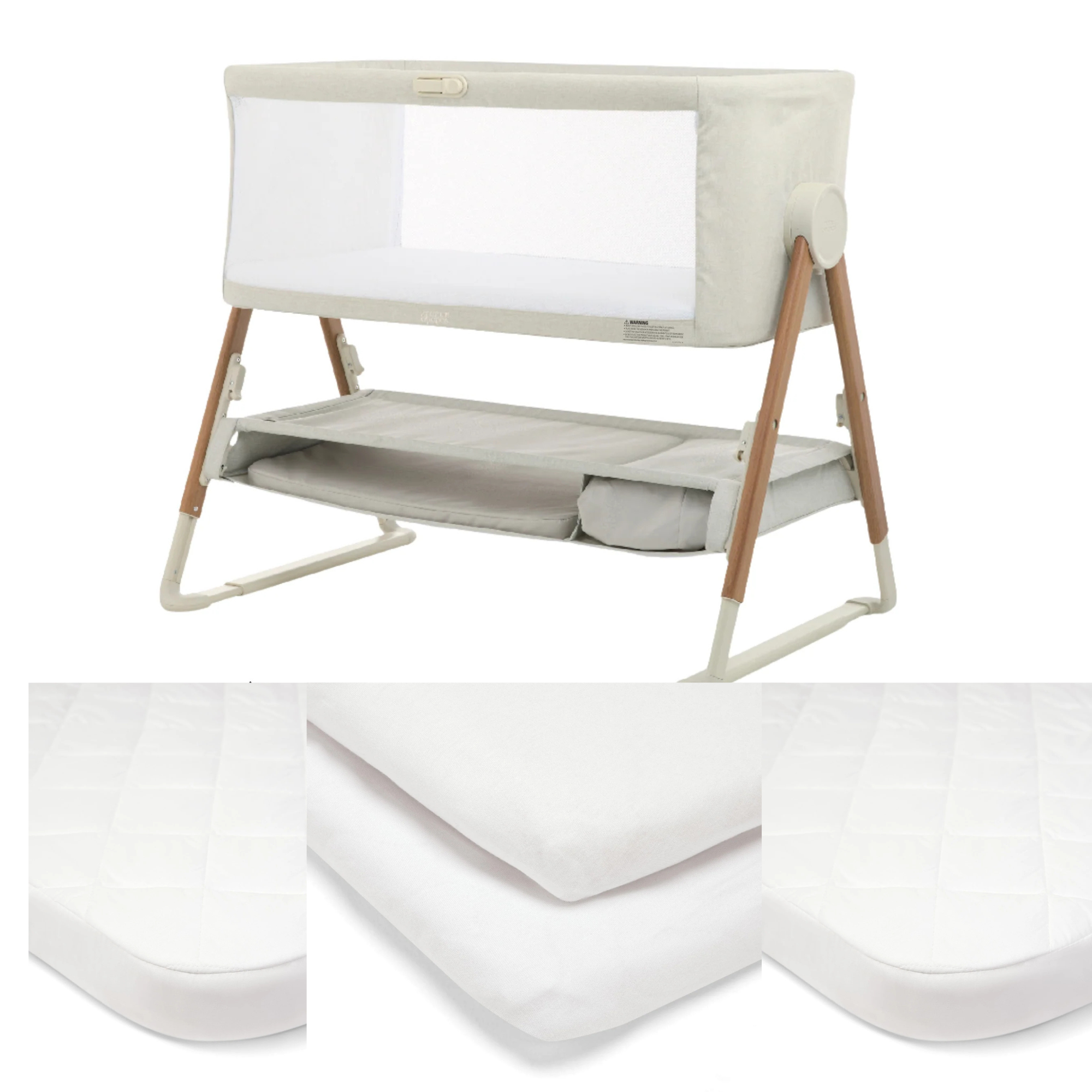 Mamas & Papas Lua Bedside Crib V2 - Fawn Package Deal | ETA Early April