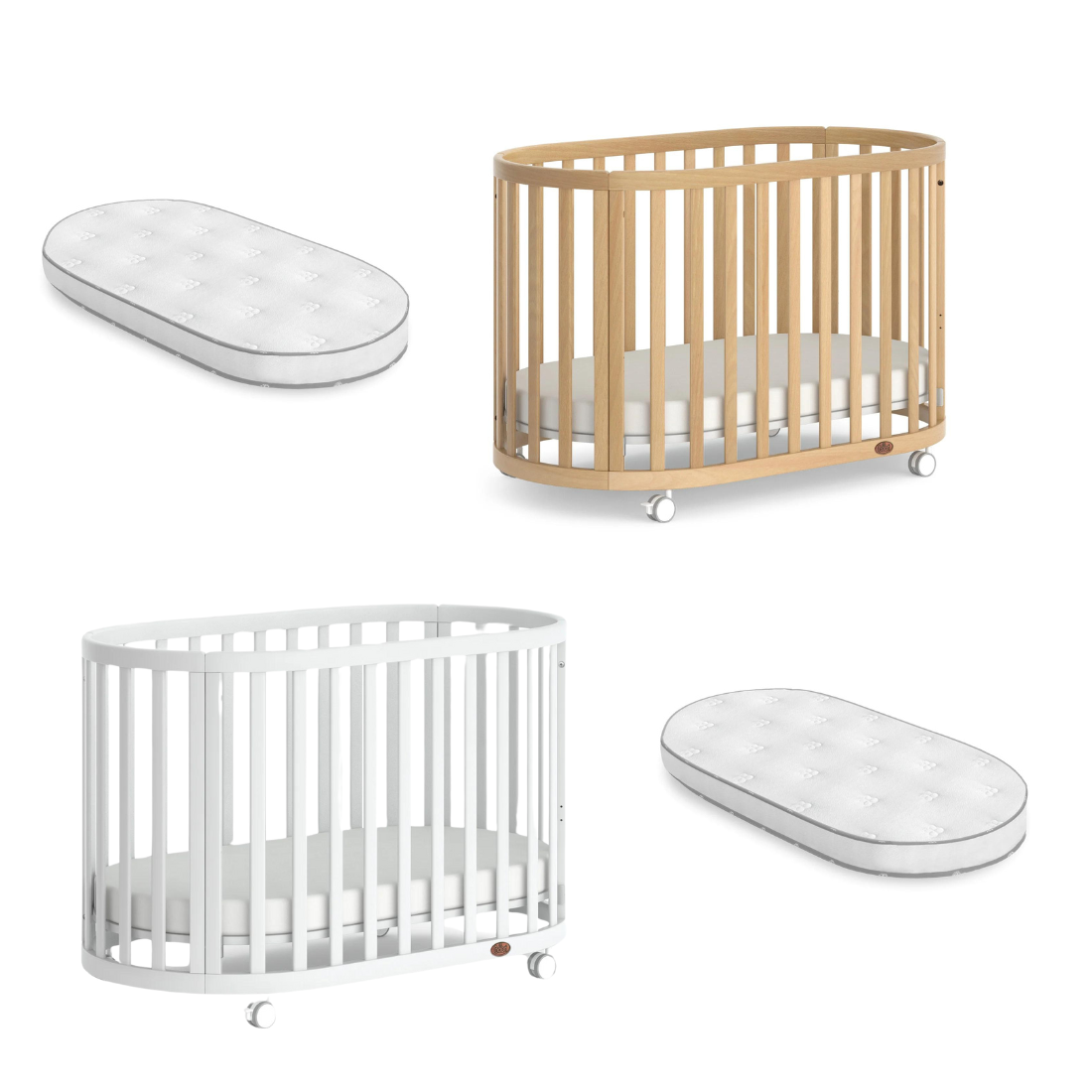 Boori Eden Oval Cot With Pocket Spring Mattress - Tiny Tots Baby Store 