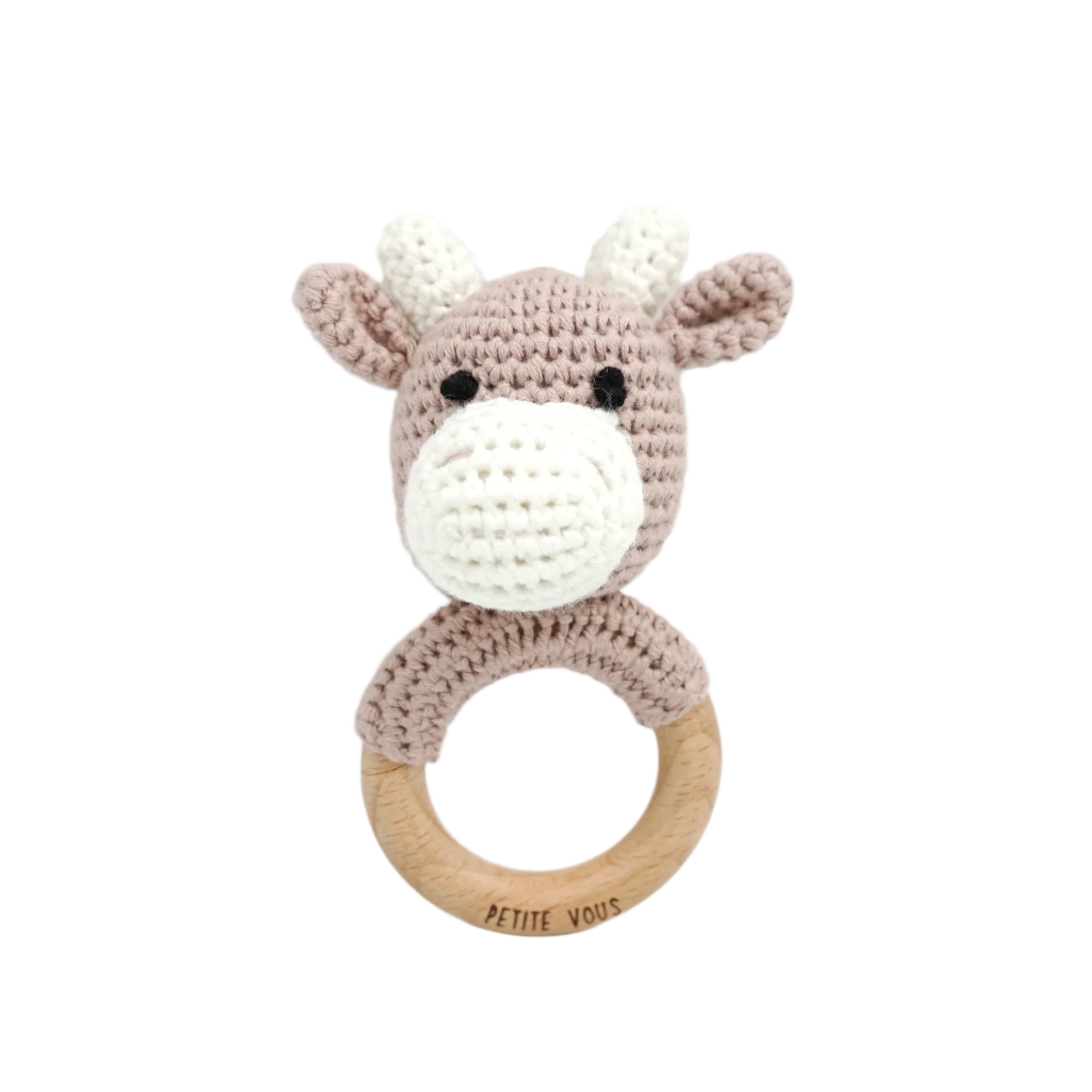 Petite Vous Crochet Hand Rattle - Jasper Cow - Tiny Tots Baby Store