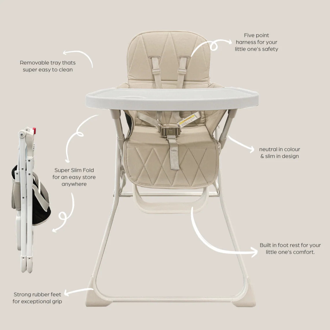 Babystudio Super Slim Flat Fold High Chair