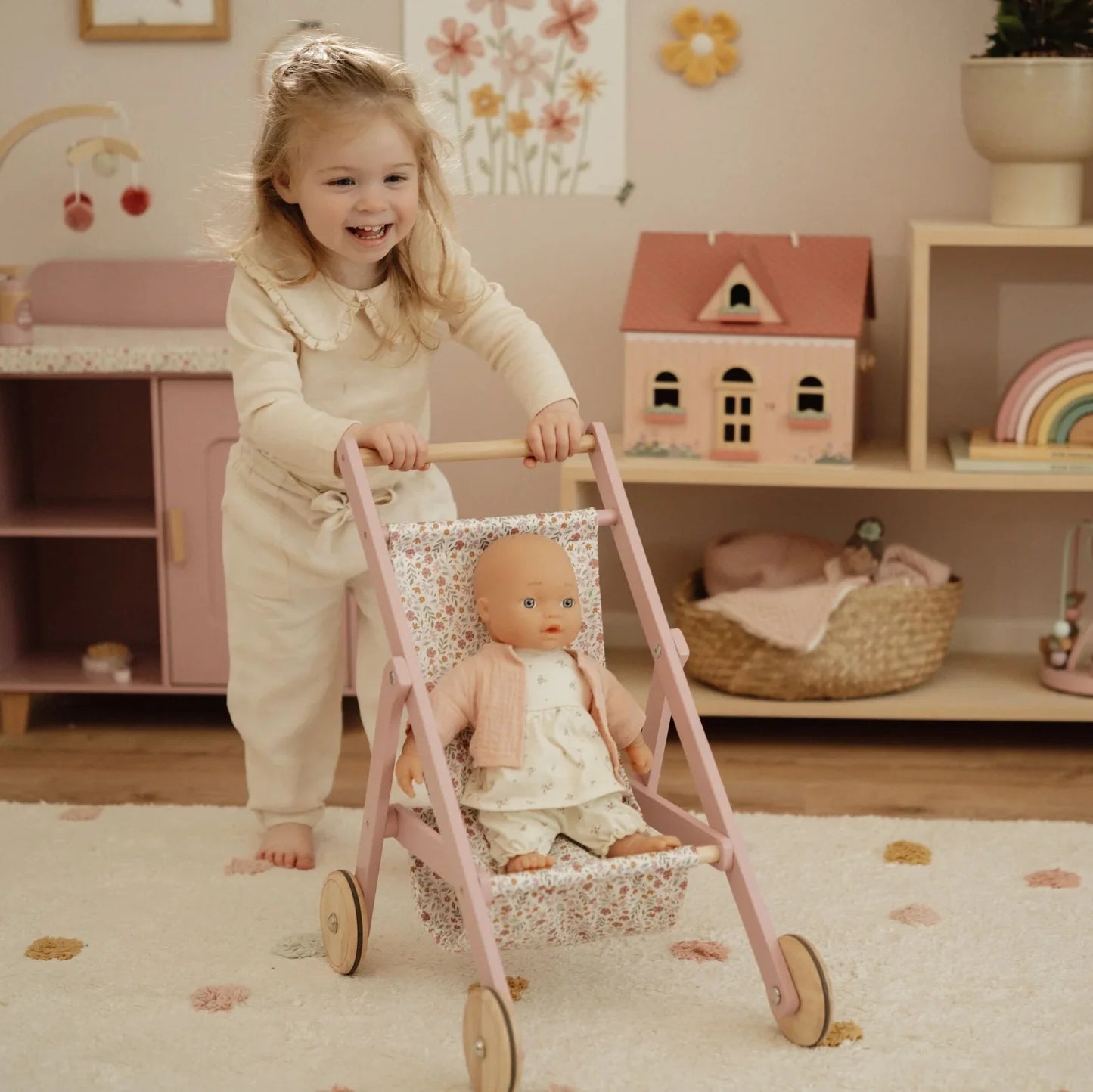 Little Dutch Wooden Doll Stroller