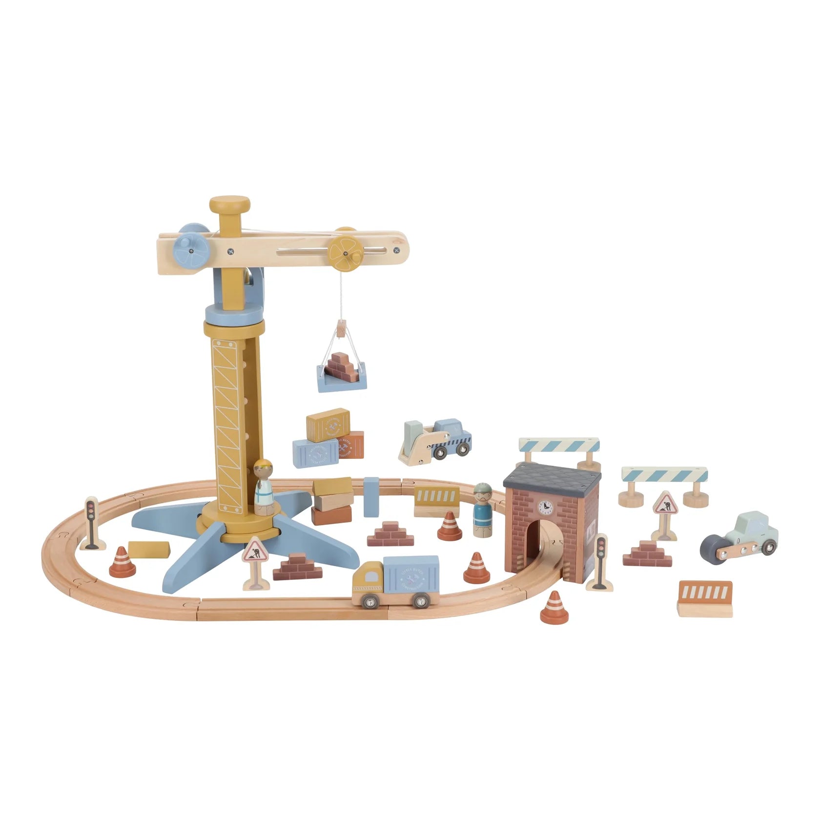 Little Dutch Wooden Crane and Train Track Set
