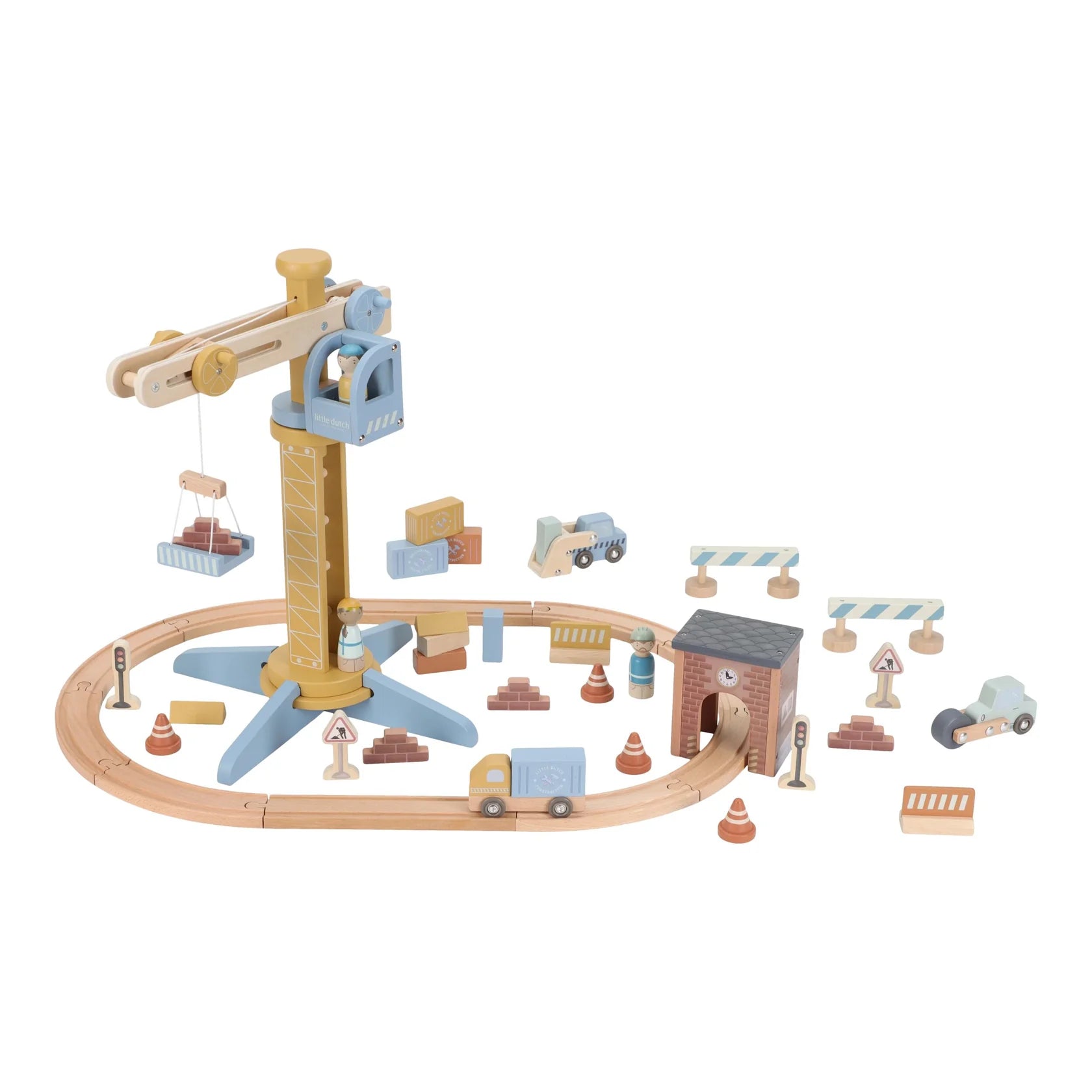 Little Dutch Wooden Crane and Train Track Set