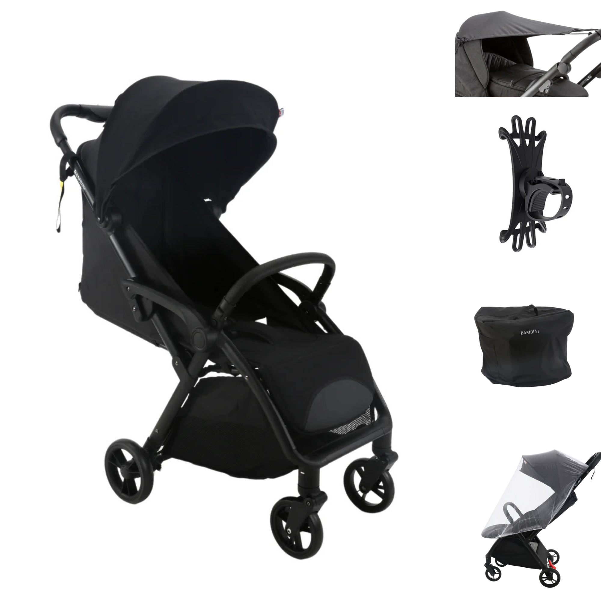 Bambini PARIS Travel Stroller BLACK - Tiny Tots Baby Store