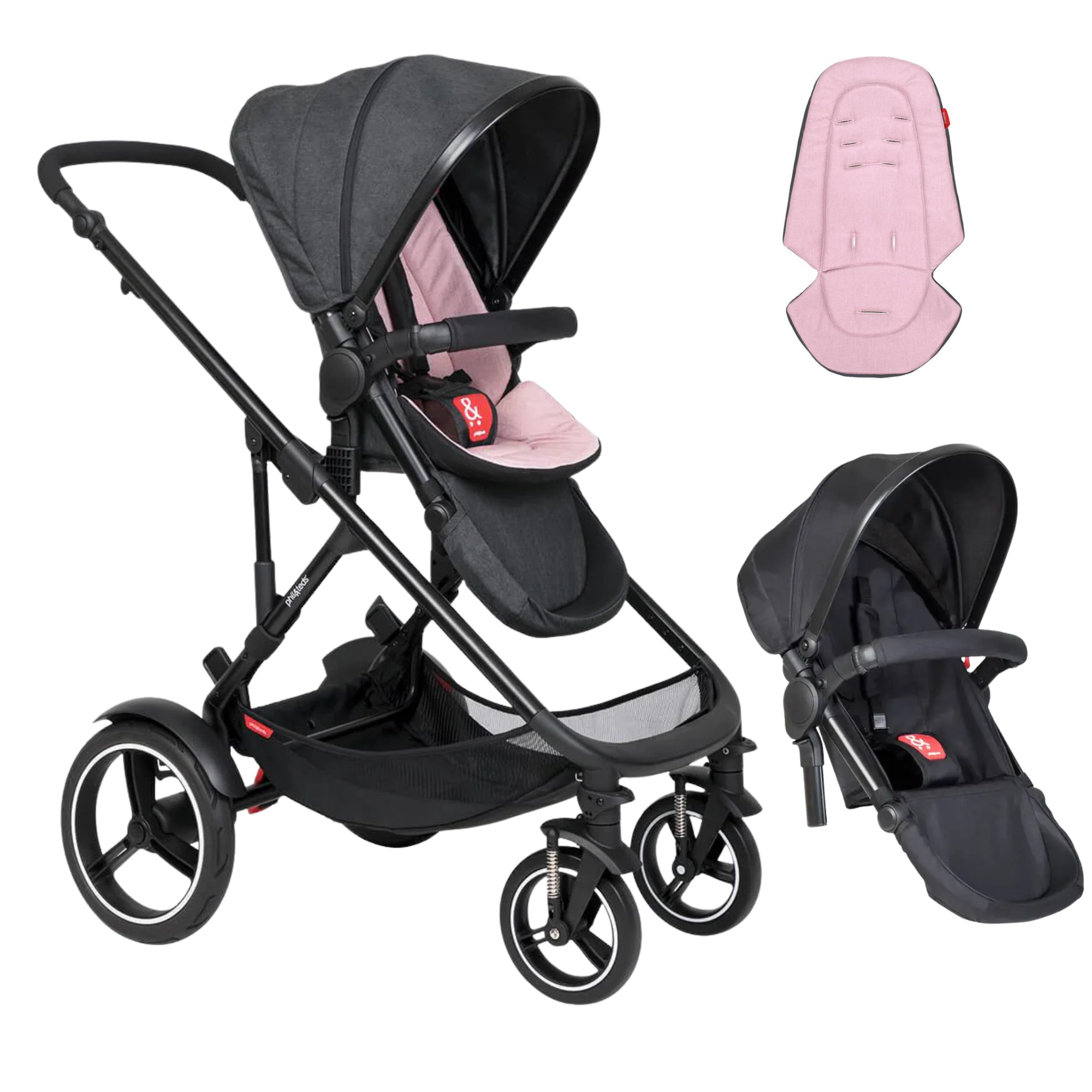Phil&Teds Voyager modular 4-wheeler DOUBLE Stroller (Free Liner Worth 78.95)